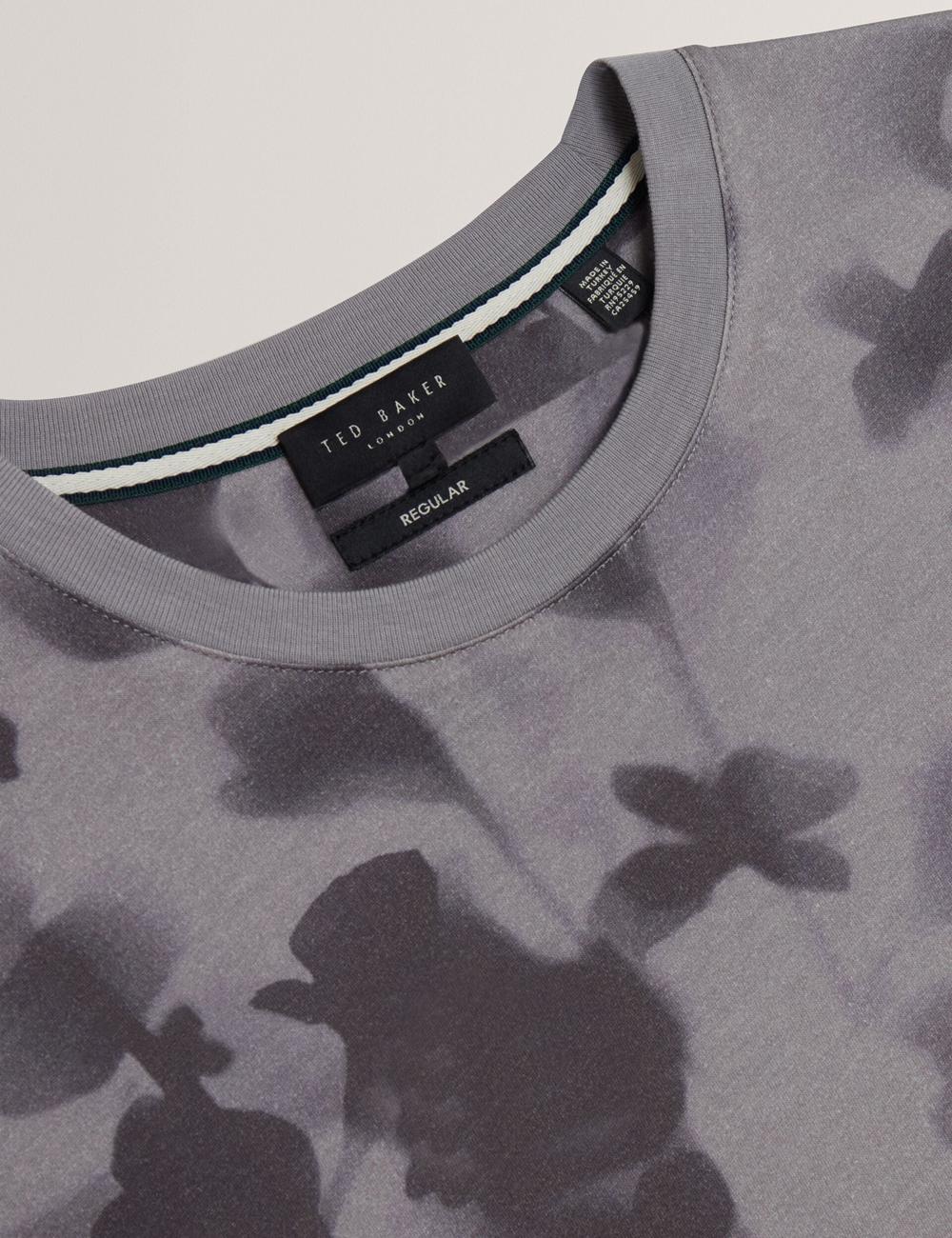 Camiseta Ted Baker DENNISS - Monochrome Floral Print Cotton Hombre Gris | HIZJ-35902
