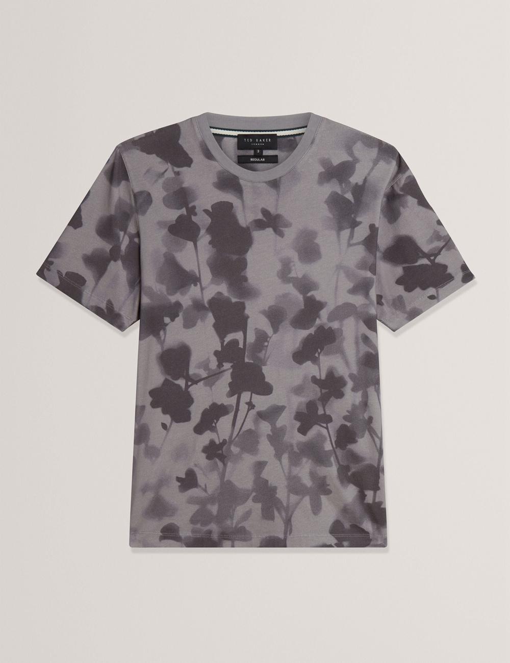 Camiseta Ted Baker DENNISS - Monochrome Floral Print Cotton Hombre Gris | HIZJ-35902