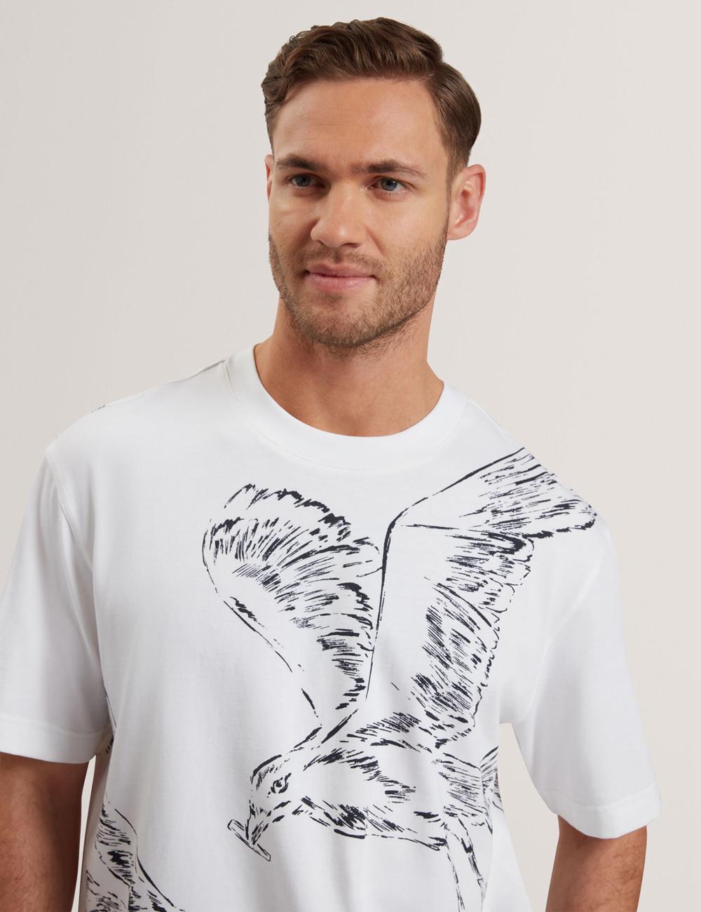 Camiseta Ted Baker JAMESIO - Short Sleeve Graphic Seagull Hombre Blancas | WKZC-64798