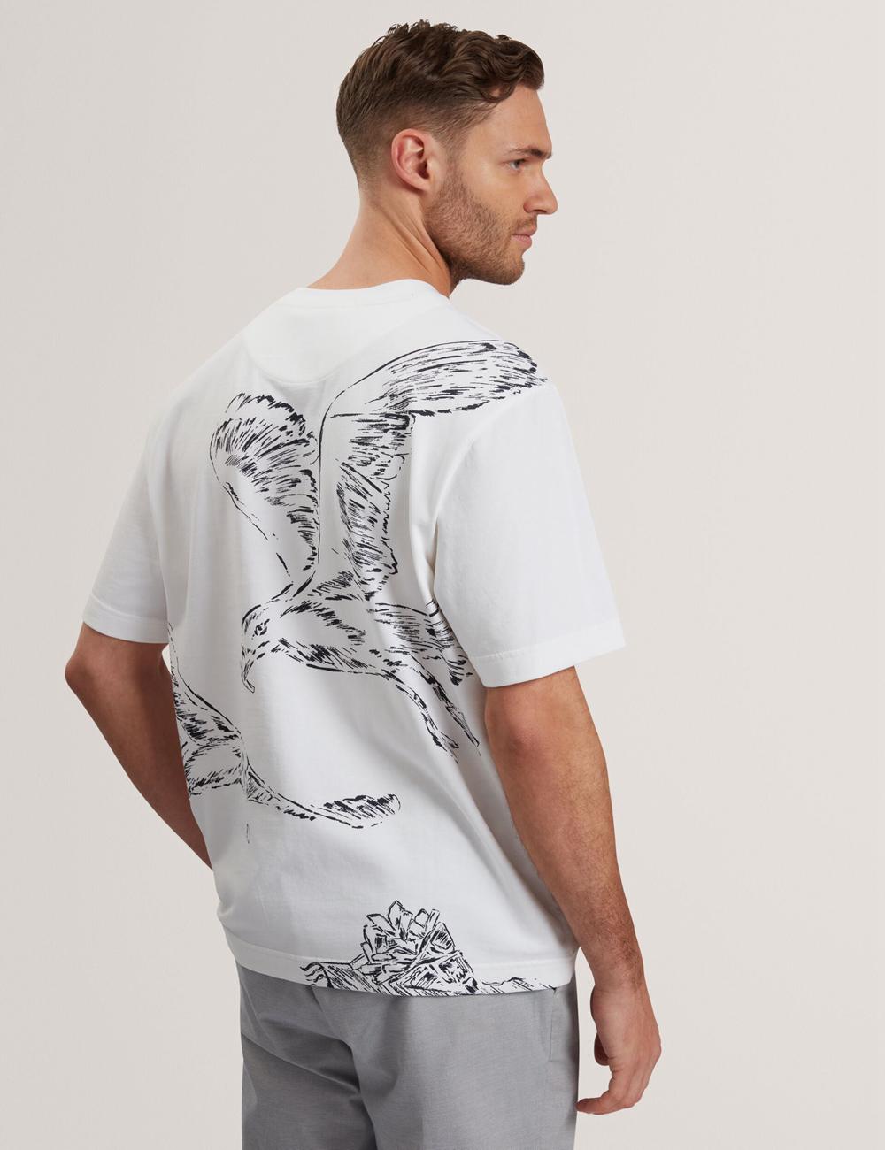 Camiseta Ted Baker JAMESIO - Short Sleeve Graphic Seagull Hombre Blancas | WKZC-64798