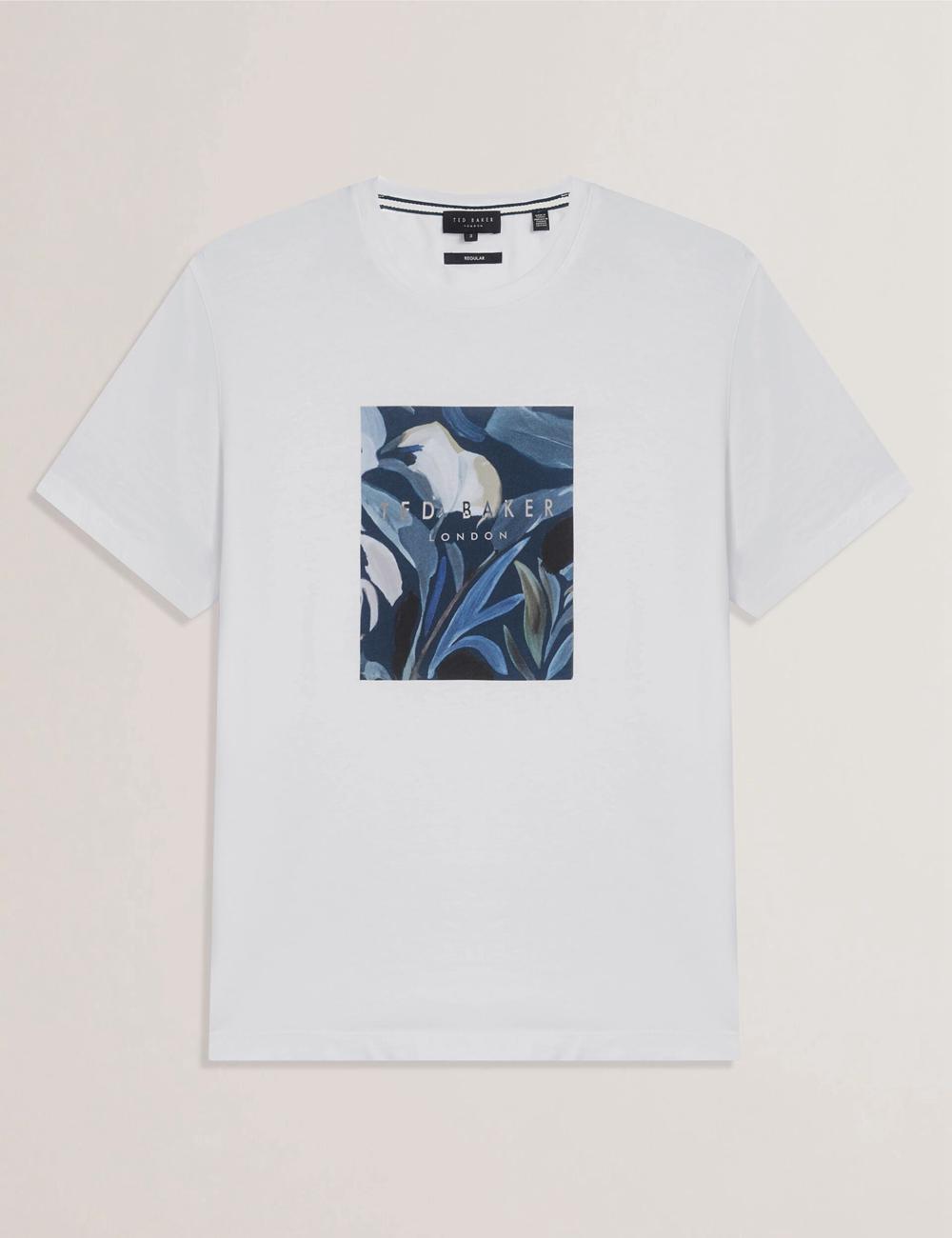 Camiseta Ted Baker JUSTINO - Branded Box Print Graphic Cotton Hombre Blancas | TAJI-54721