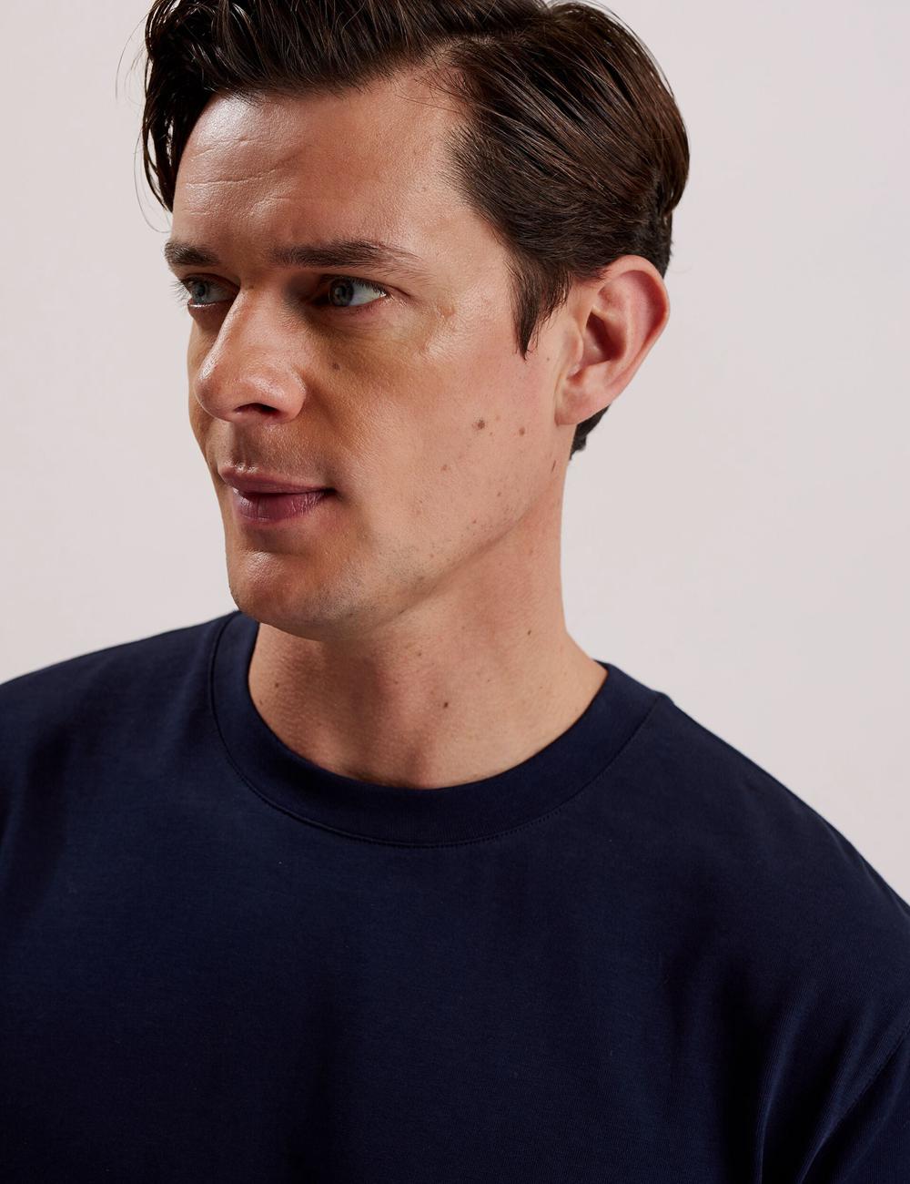 Camiseta Ted Baker KORNKA - Short Sleeve Relaxed Fit Cotton Hombre Azul Marino | SVKJ-52478