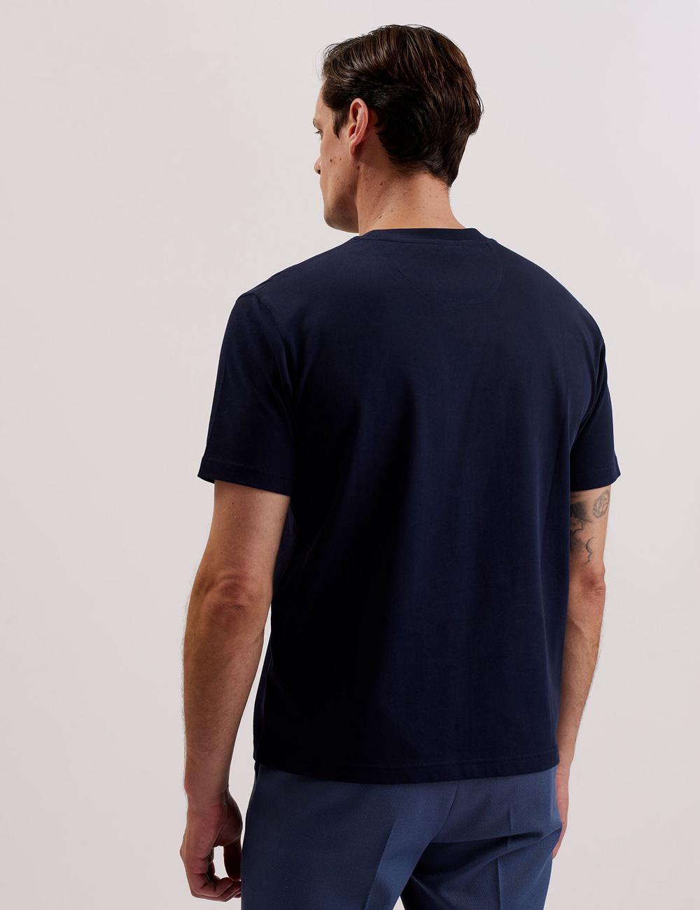 Camiseta Ted Baker KORNKA - Short Sleeve Relaxed Fit Cotton Hombre Azul Marino | SVKJ-52478