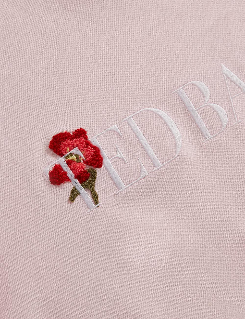 Camiseta Ted Baker MOLII - Embroidered Logo Cropped Cotton Mujer Rosas | TLEZ-13785