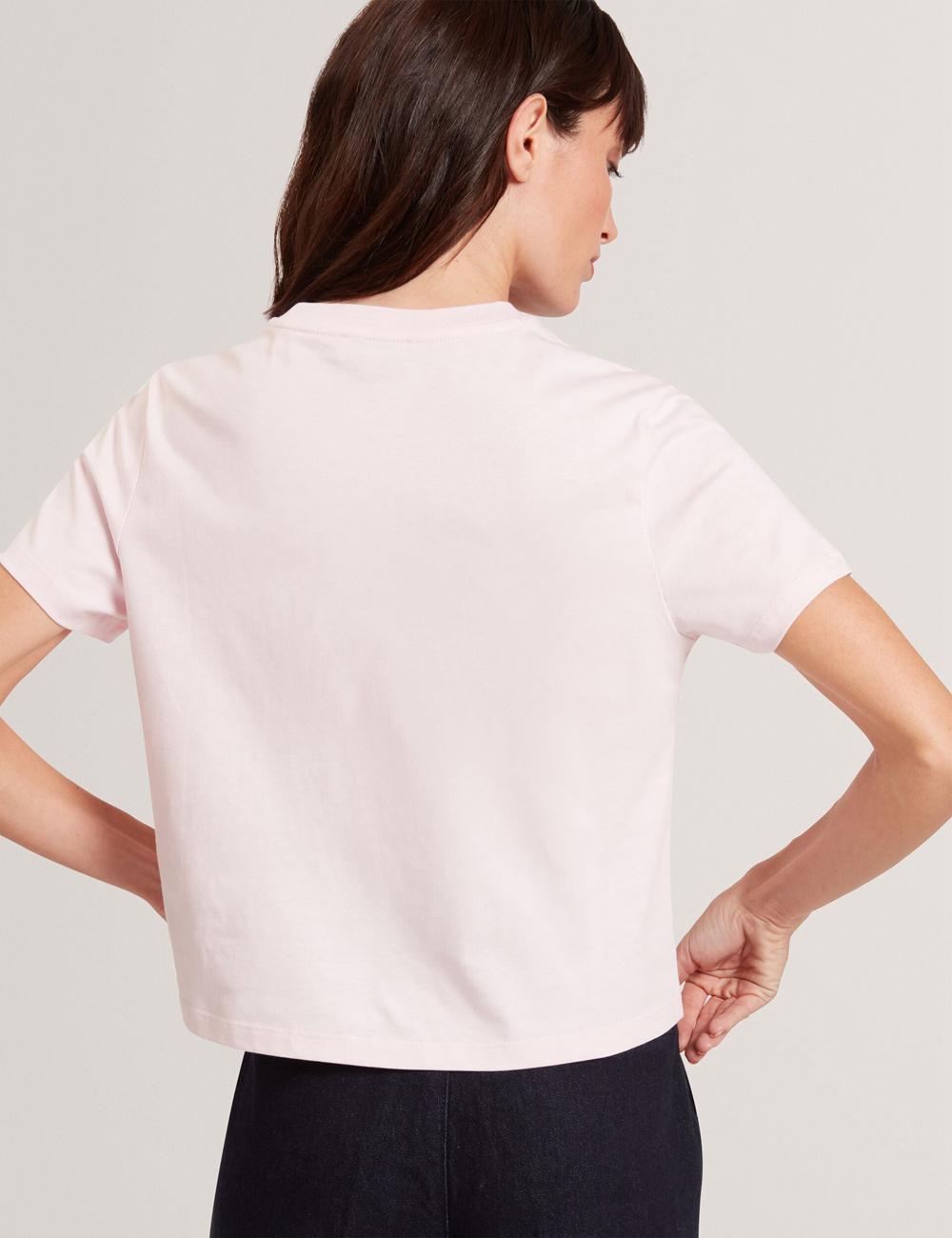 Camiseta Ted Baker MOLII - Embroidered Logo Cropped Cotton Mujer Rosas | TLEZ-13785