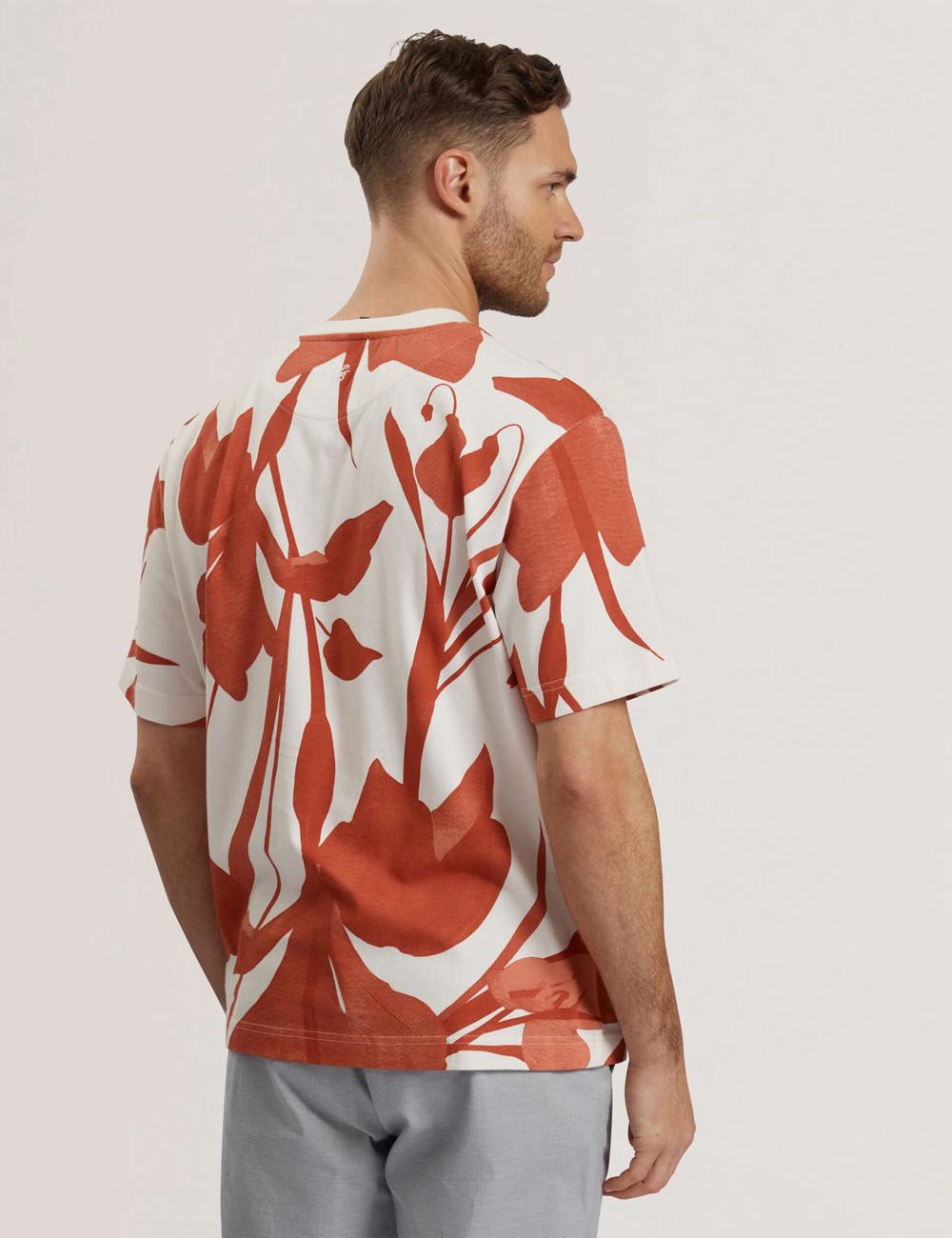 Camiseta Ted Baker YIANNOS - Floral Print Heavyweight Cotton Hombre Rojas | TLUR-50967
