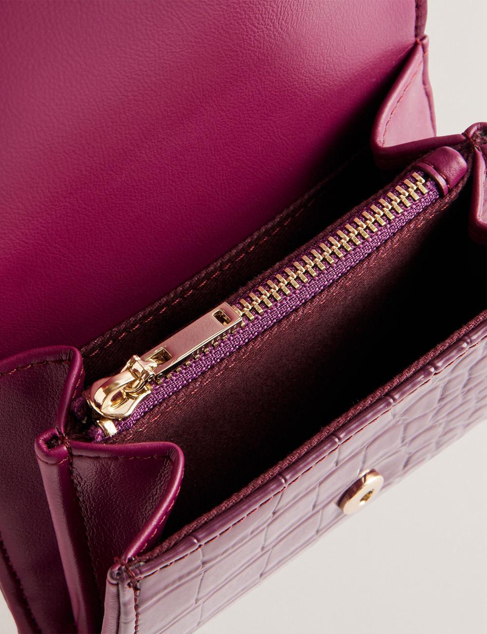 Carteras Ted Baker CONILYA - Croc Texture Fold Over Coin Mujer Burdeos | QPWL-72453