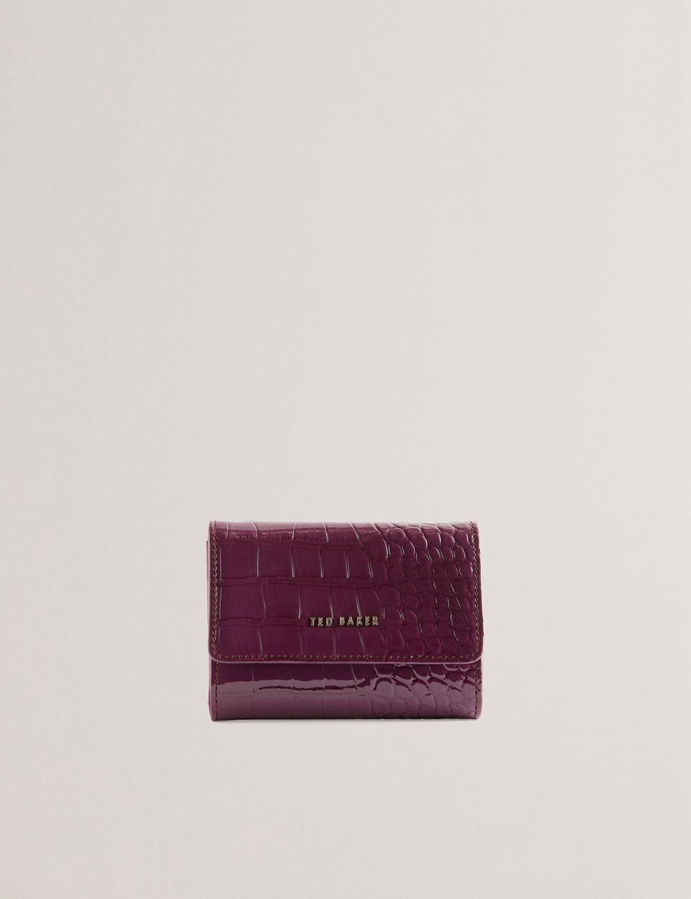 Carteras Ted Baker CONILYA - Croc Texture Fold Over Coin Mujer Burdeos | QPWL-72453