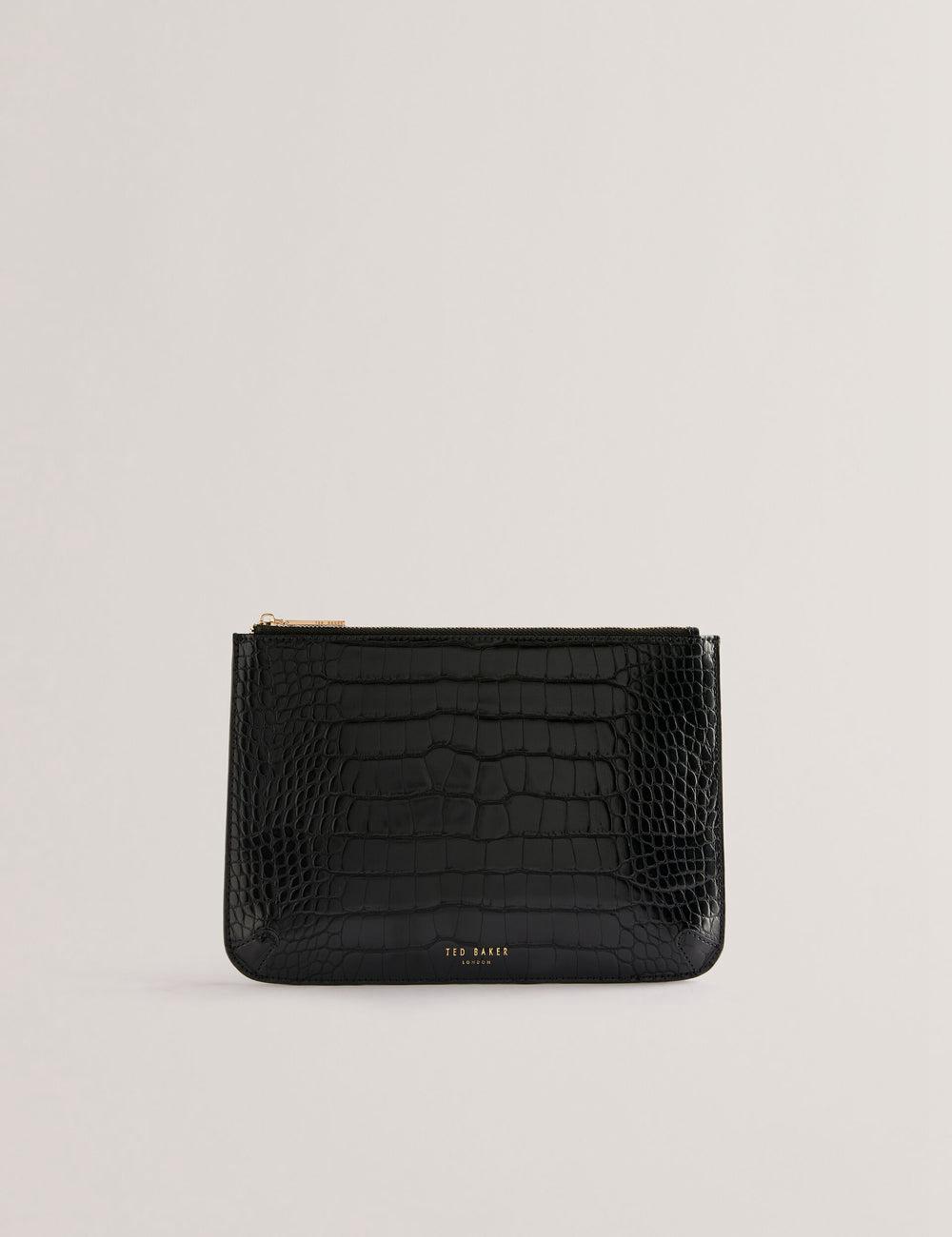 Carteras Ted Baker KELLIII - Croc Texture Passport Cover And Travel Pouch Travel Mujer Negras | UZEI-83195