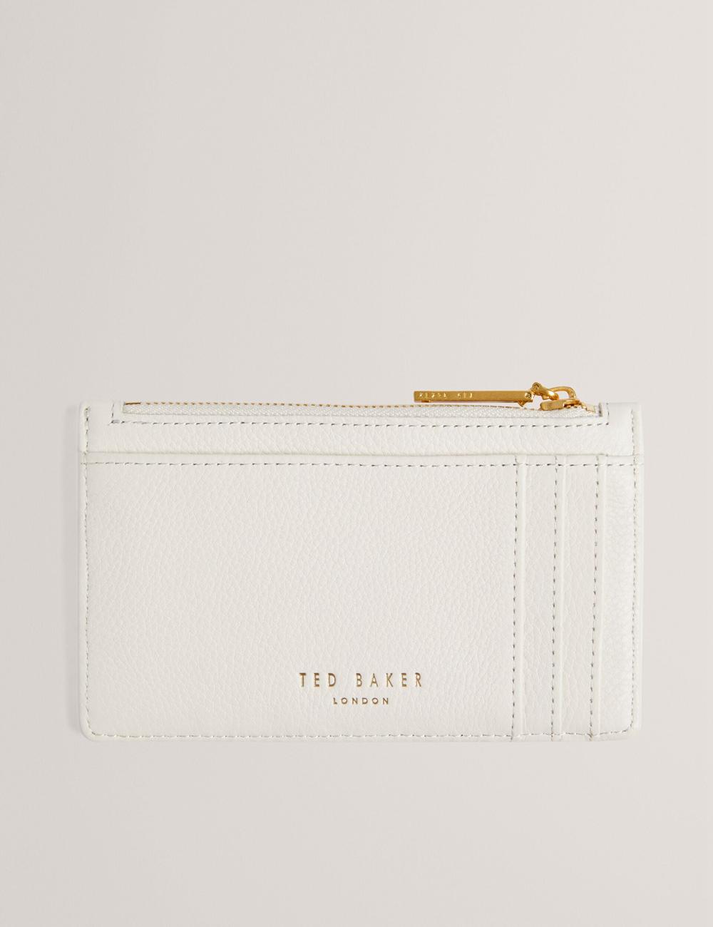 Carteras Ted Baker MARLEAH - TB Logo Leather Zip Card Holder Mujer Ecru | LXRM-36197