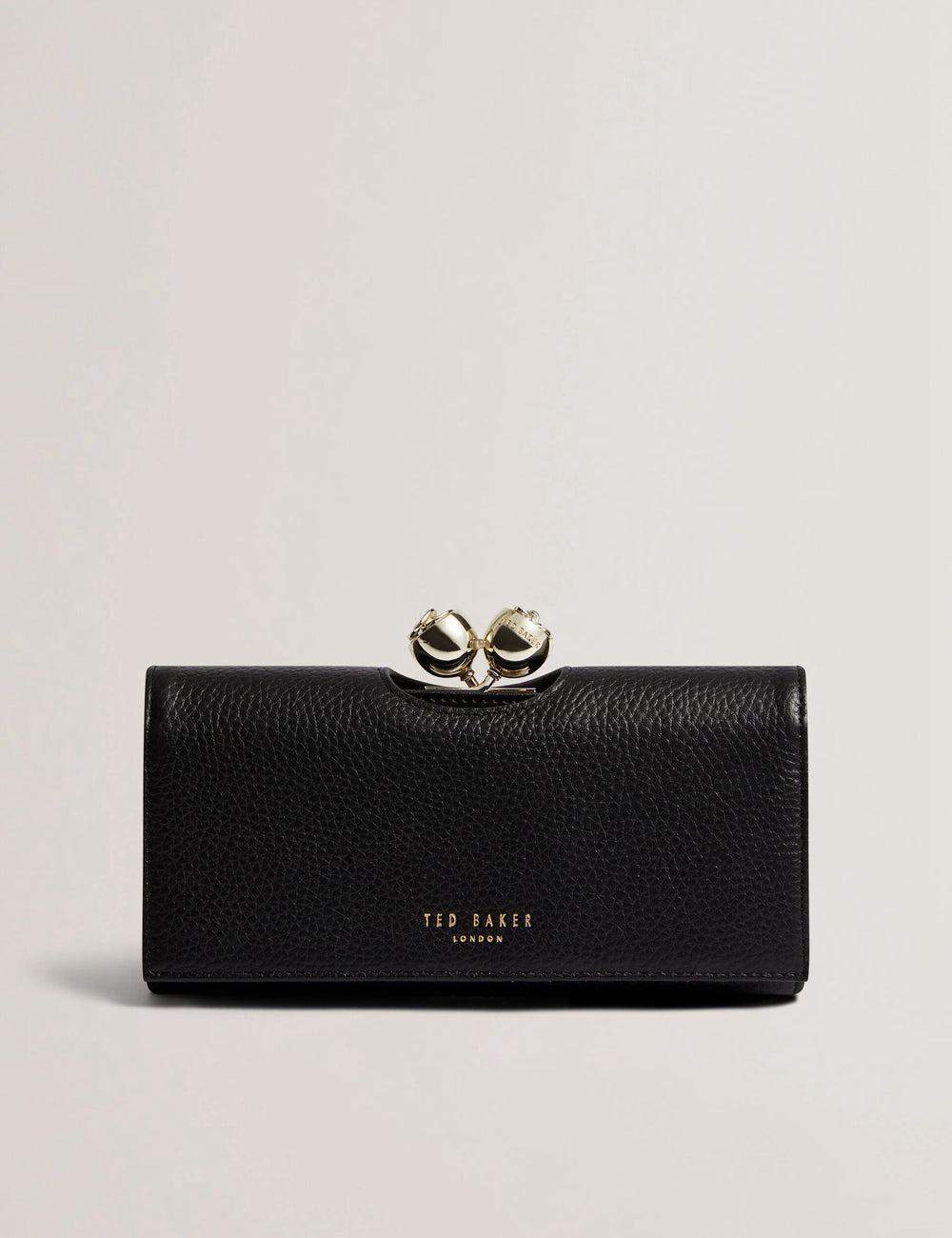 Carteras Ted Baker ROOSALI - Rose Clasp Large Bifold Leather Mujer Negras | TRSV-59806