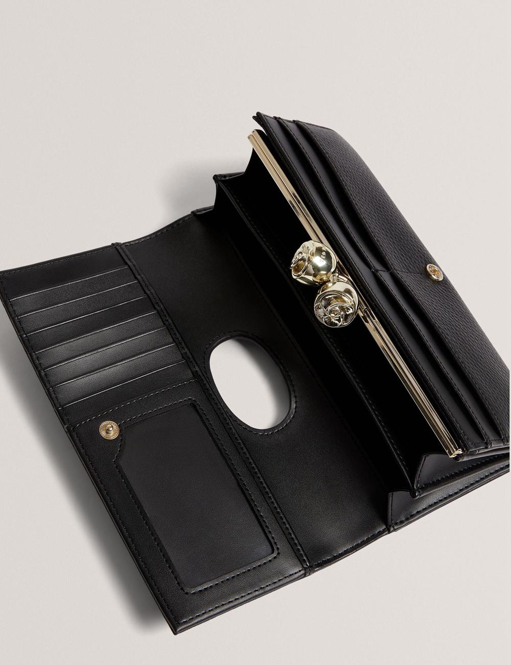 Carteras Ted Baker ROOSALI - Rose Clasp Large Bifold Leather Mujer Negras | TRSV-59806