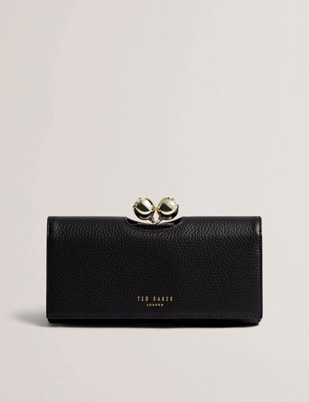 Carteras Ted Baker ROOSALI - Rose Clasp Large Bifold Leather Mujer Negras | TRSV-59806