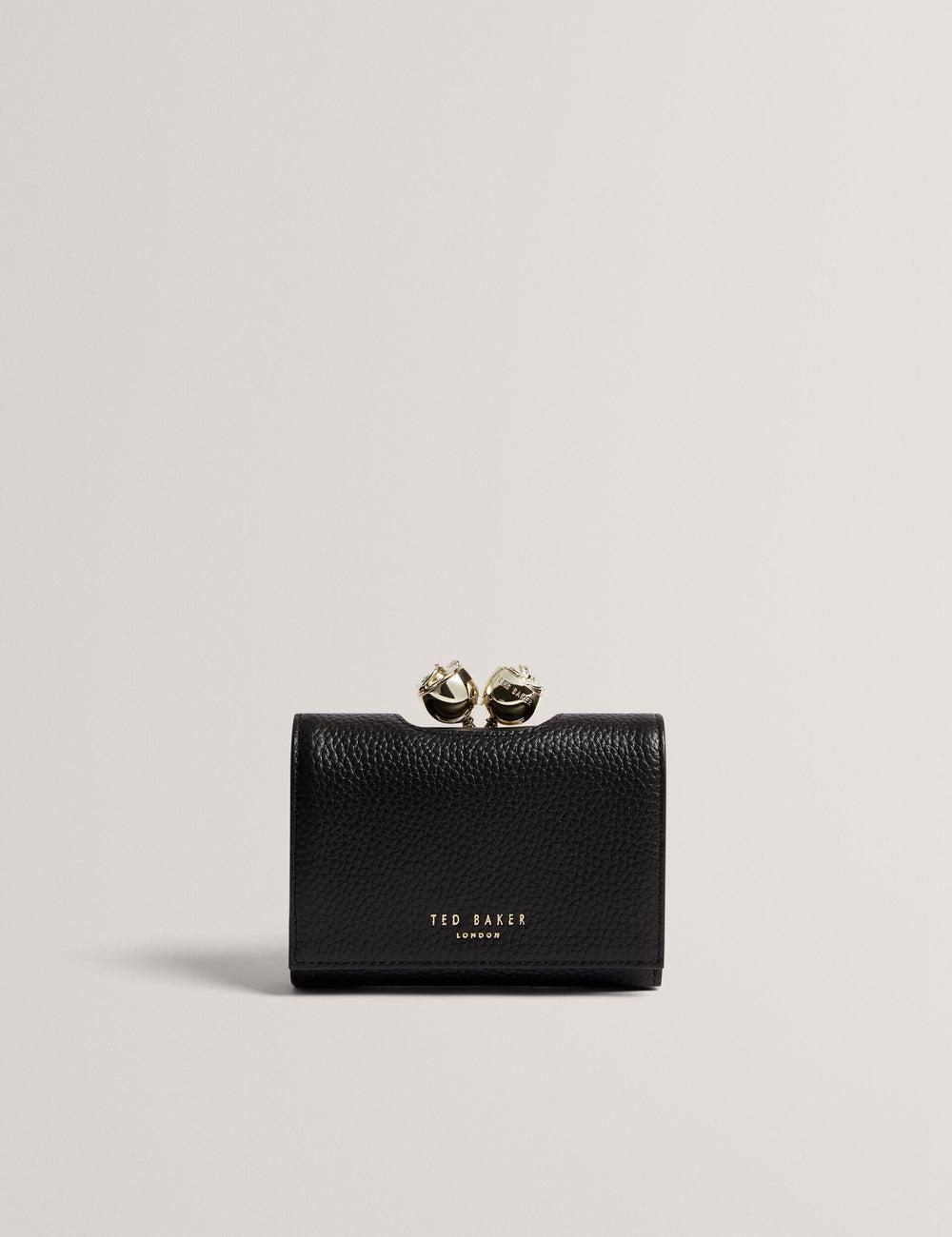 Carteras Ted Baker ROOSA - Rose Clasp Small Trifold Leather Mujer Negras | LCYA-91574