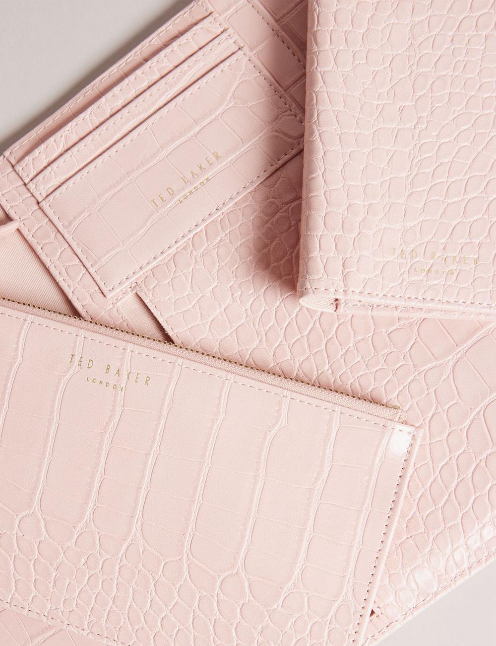 Carteras Ted Baker TRAVELZ - Croc Faux Leather Travel Organiser Mujer Rosas | EVIS-57104