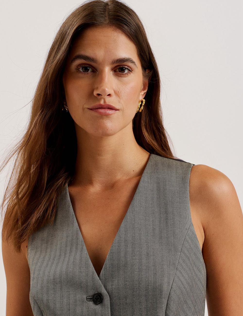 Chaleco De Traje Ted Baker KOAW - Herringbone Single Breasted Mujer Gris | BNTJ-54381