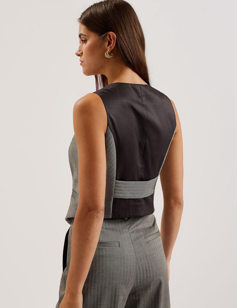 Chaleco De Traje Ted Baker KOAW - Herringbone Single Breasted Mujer Gris | BNTJ-54381