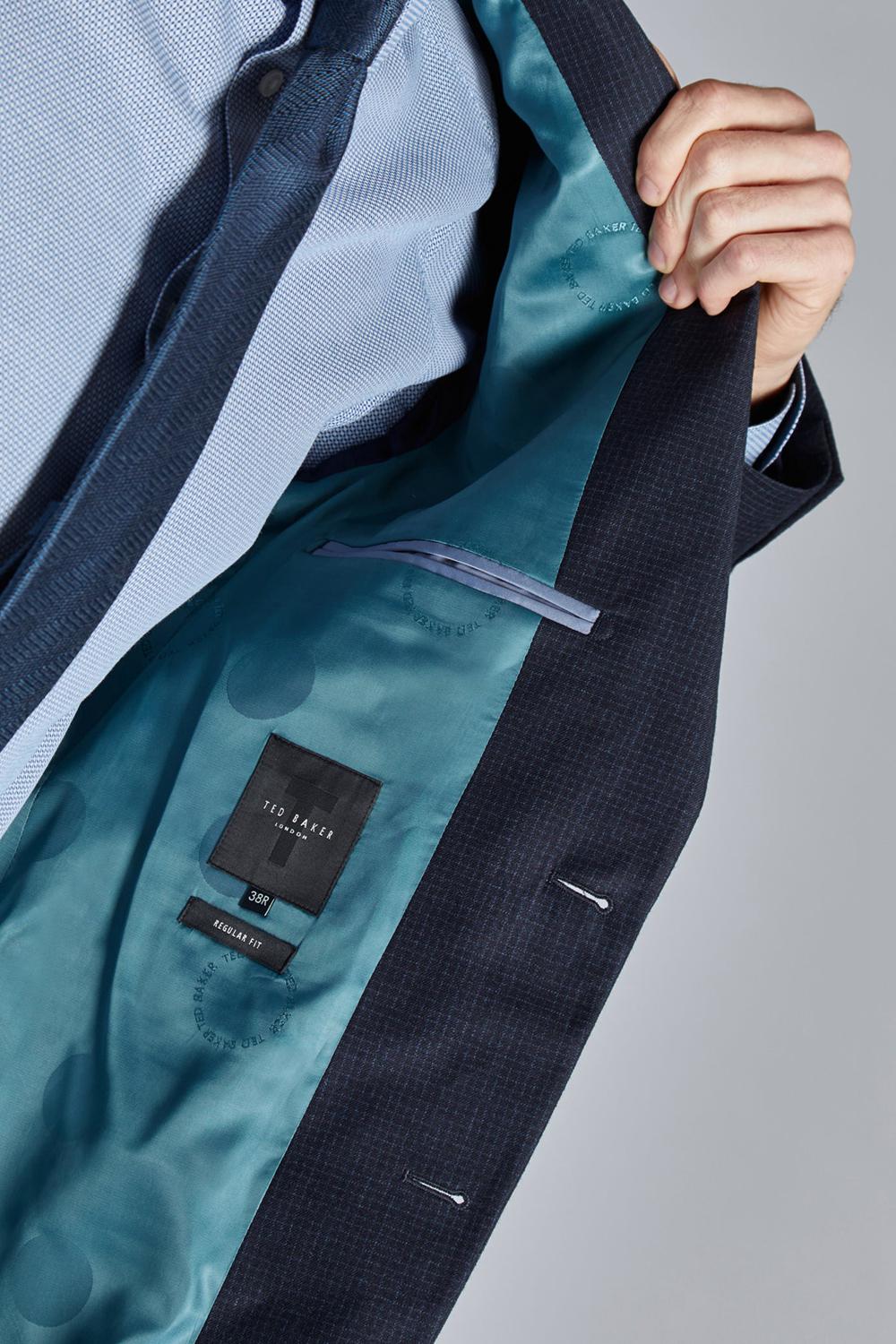 Chaquetas Ted Baker CANISJS - Grid Check Regular Fit Suit Hombre Azul Marino | TROD-69524