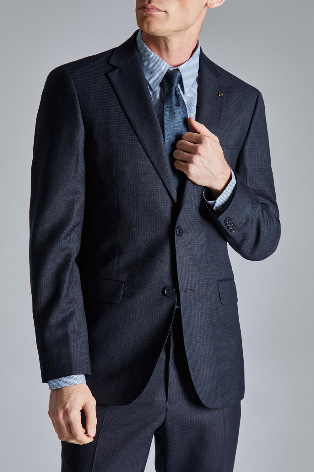 Chaquetas Ted Baker CANISJS - Grid Check Regular Fit Suit Hombre Azul Marino | TROD-69524