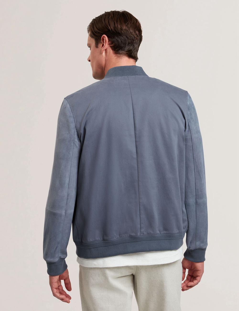Chaquetas Ted Baker LIAMS - Cotton Twill & Suede Bomber Hombre Azules | UHWD-59417