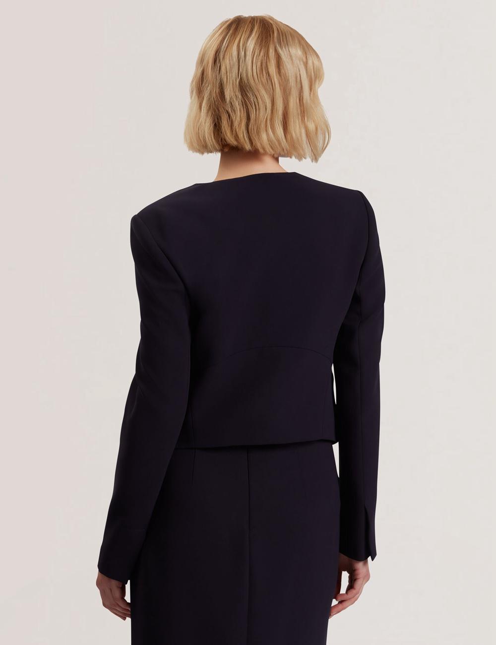 Chaquetas Ted Baker MANABJL - Tailored Round Neck Cropped Open Mujer Azul Marino | RDTI-50264
