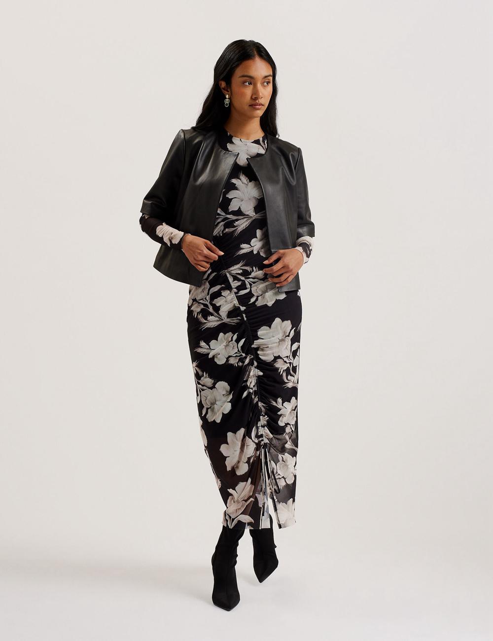 Chaquetas Ted Baker OBINO - Cropped Sleeve Open Leather Mujer Negras | GJKA-69517