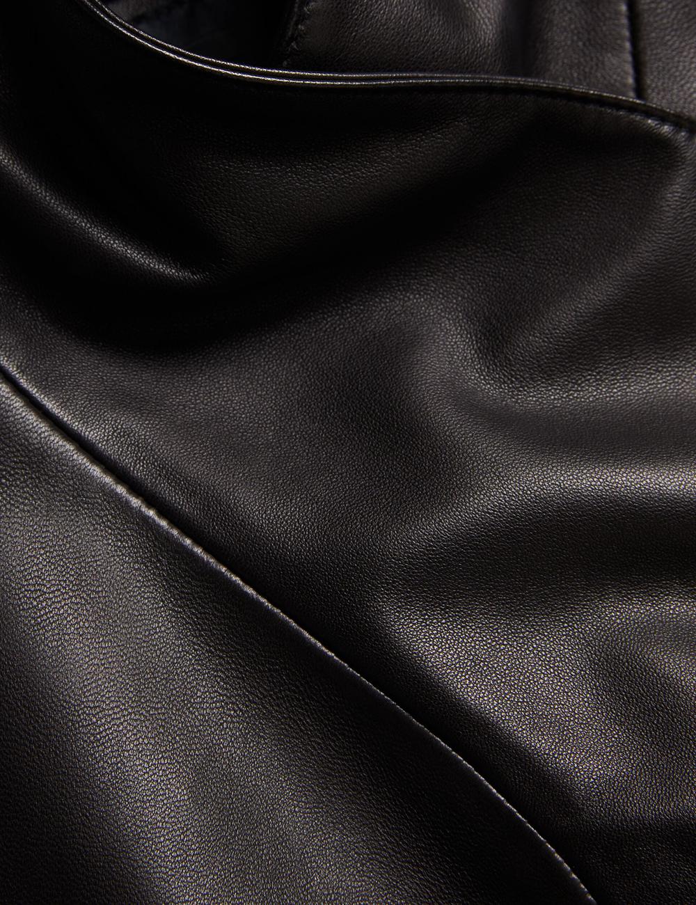 Chaquetas Ted Baker RIYOZE - Wrap Front Cropped Leather Mujer Negras | KFPD-17235