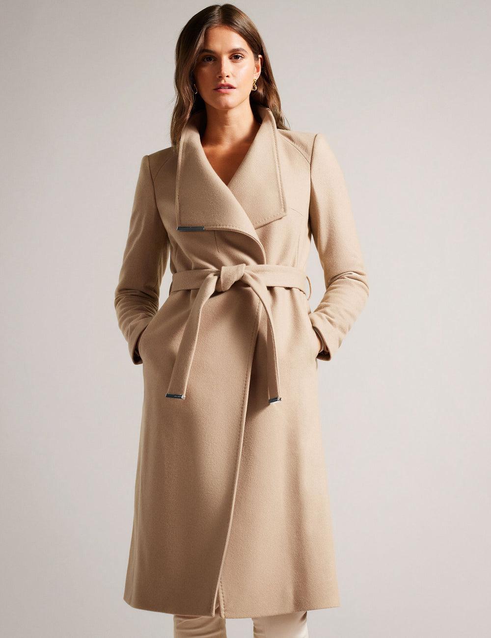 Chaquetas Ted Baker ROSE - Midi Length Belted Wool Wrap Coat Mujer Camel | CWSD-74368