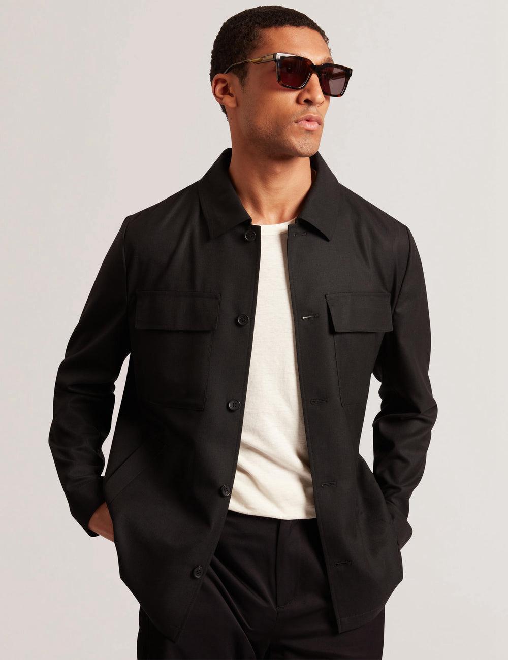 Chaquetas Ted Baker SELWYNJ - Lightweight Wool Blend Hombre Negras | YVMQ-19638