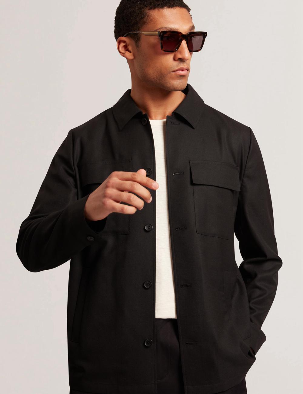 Chaquetas Ted Baker SELWYNJ - Lightweight Wool Blend Hombre Negras | YVMQ-19638