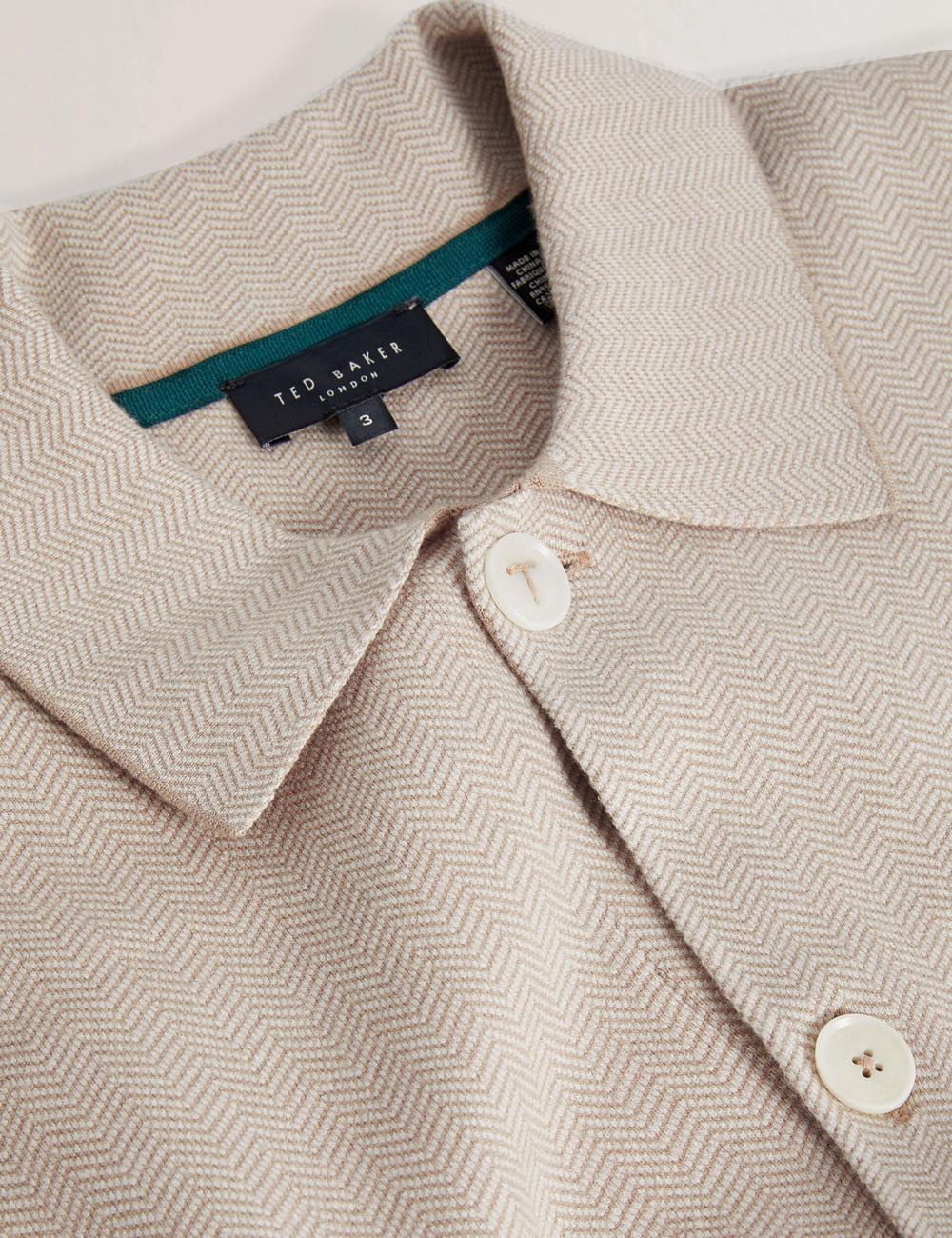 Chaquetas Ted Baker THIMON - Herringbone Knit Button-Up Hombre Taupe | QLKT-48950