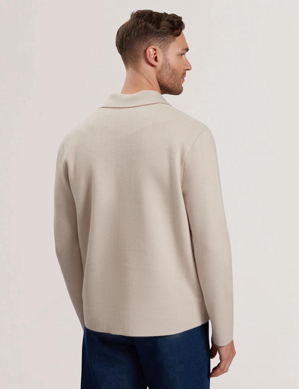 Chaquetas Ted Baker THIMON - Herringbone Knit Button-Up Hombre Taupe | QLKT-48950