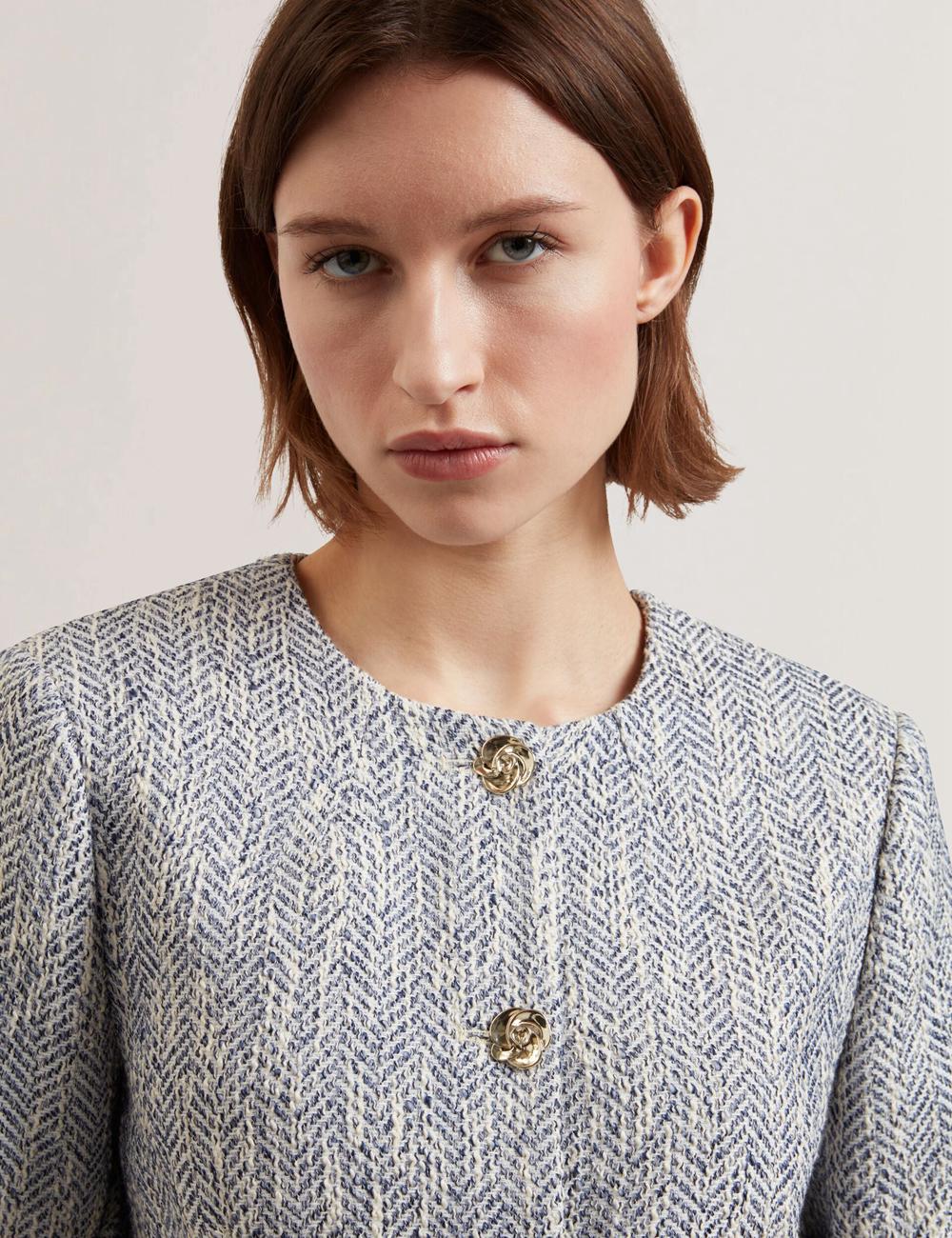 Chaquetas Ted Baker VULPA - Boucle Button-Up Cropped Tailored Mujer Azules | OESM-27413