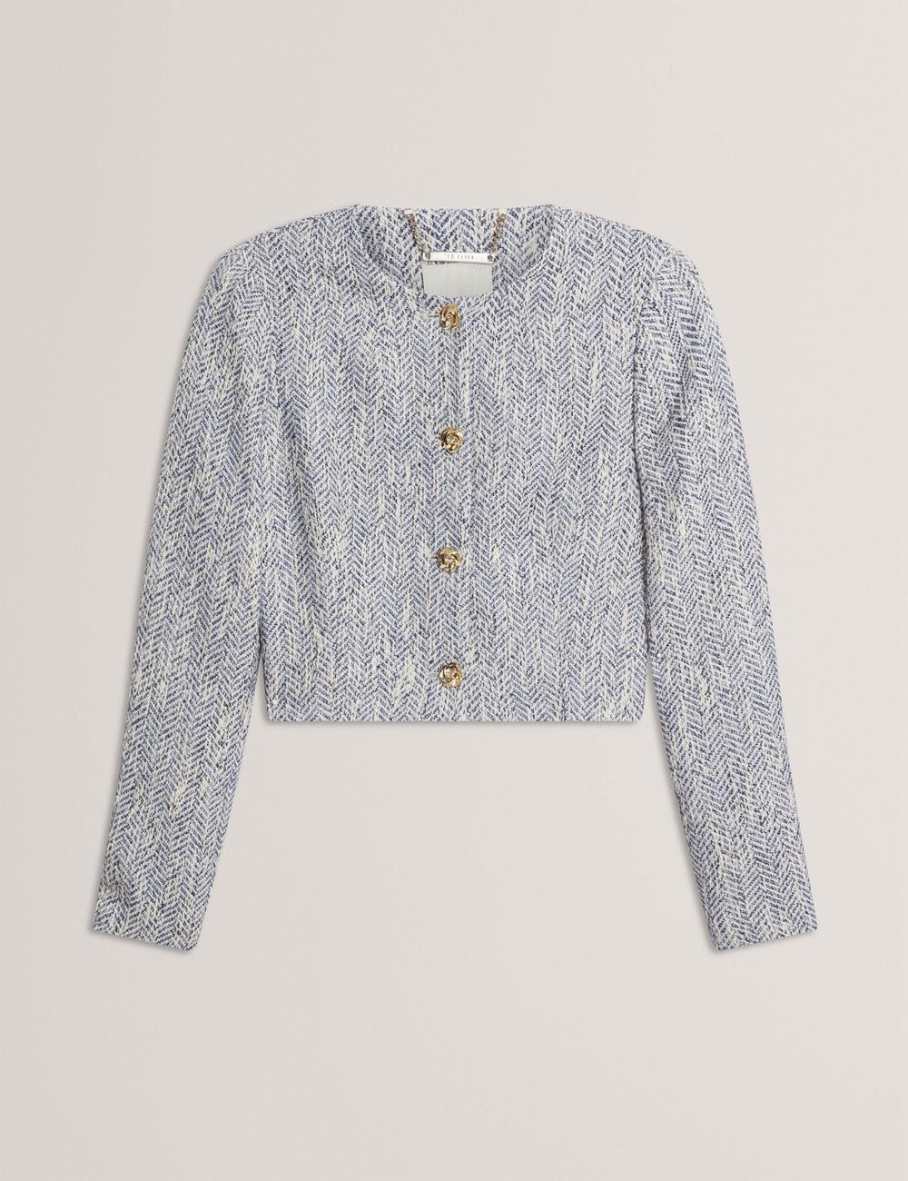 Chaquetas Ted Baker VULPA - Boucle Button-Up Cropped Tailored Mujer Azules | OESM-27413
