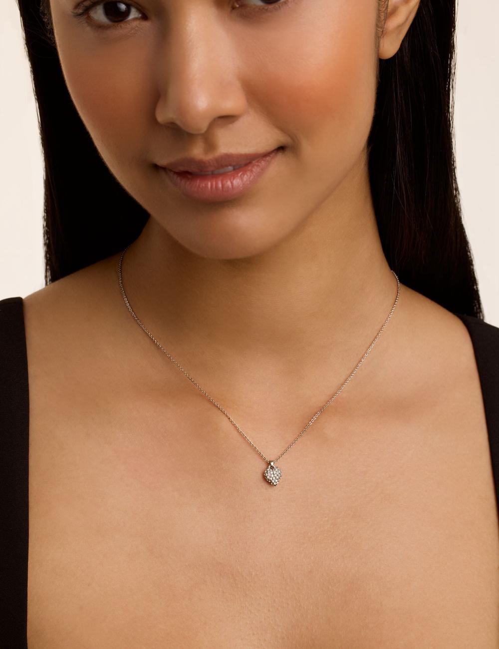 Collares Ted Baker ADORINA - Mini Crystal Heart Pendant Mujer Plateadas | FQSR-87935