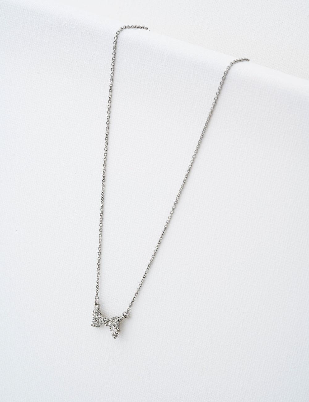 Collares Ted Baker BARSIE - Crystal Bow Pendant Mujer Plateadas | XGKS-68170