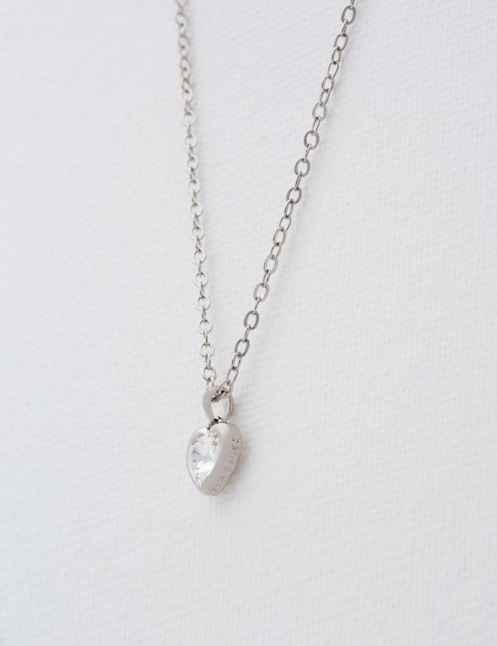 Collares Ted Baker HANNELA - Solitaire Crystal Heart Pendant Mujer Plateadas | LXIP-56748