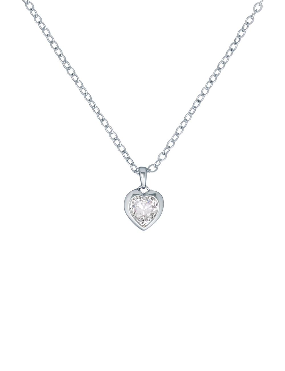 Collares Ted Baker HANNELA - Solitaire Crystal Heart Pendant Mujer Plateadas | LXIP-56748