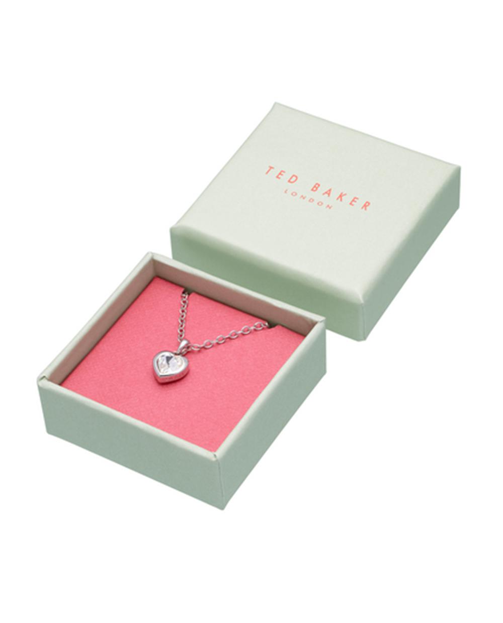 Collares Ted Baker HANNELA - Solitaire Crystal Heart Pendant Mujer Plateadas | LXIP-56748