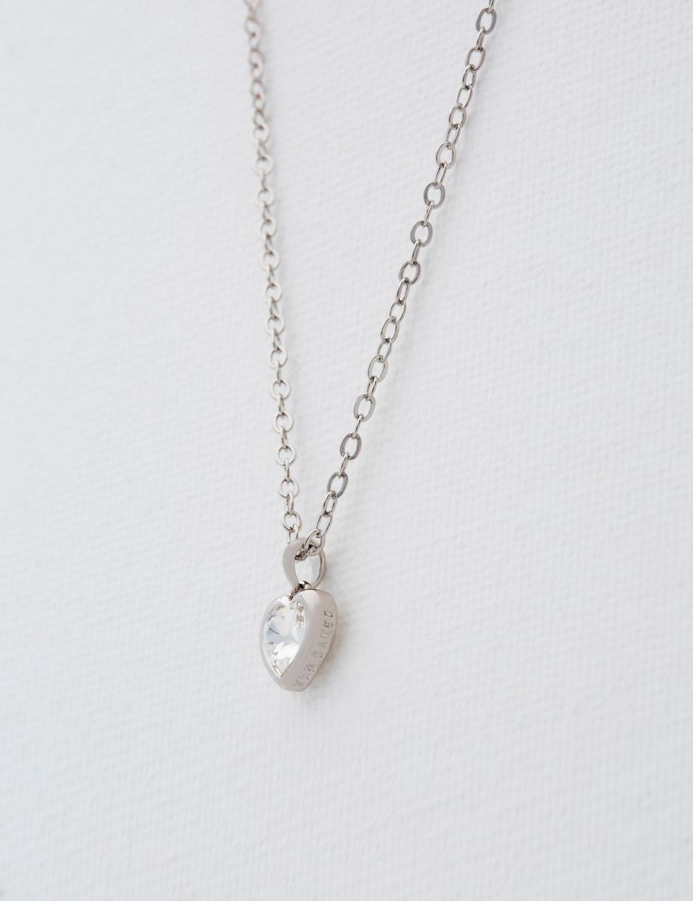 Collares Ted Baker HANNELA - Solitaire Crystal Heart Pendant Mujer Plateadas | LXIP-56748