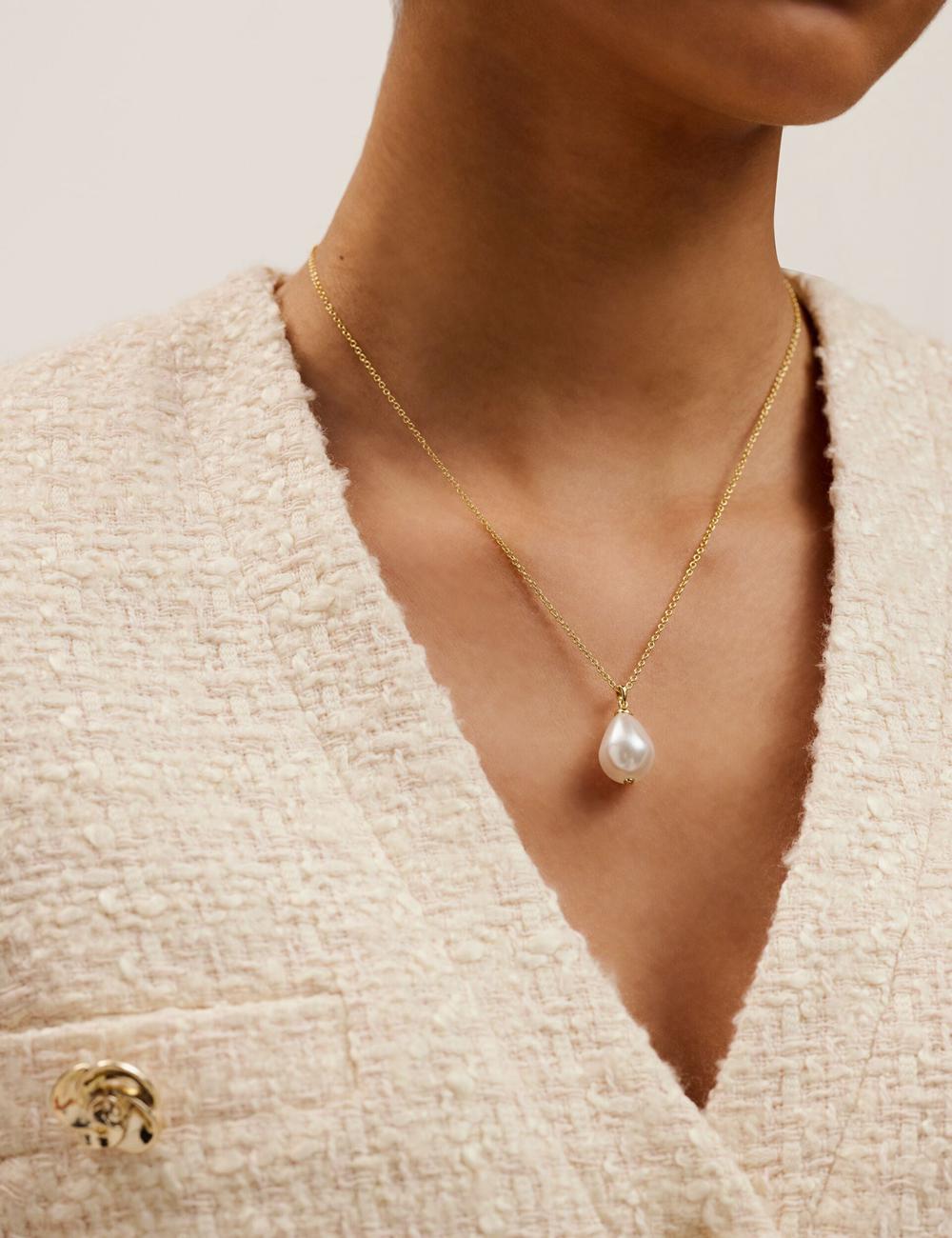 Collares Ted Baker PARMLIA - Pearl Drop Pendant Mujer Doradas | DFMG-60475