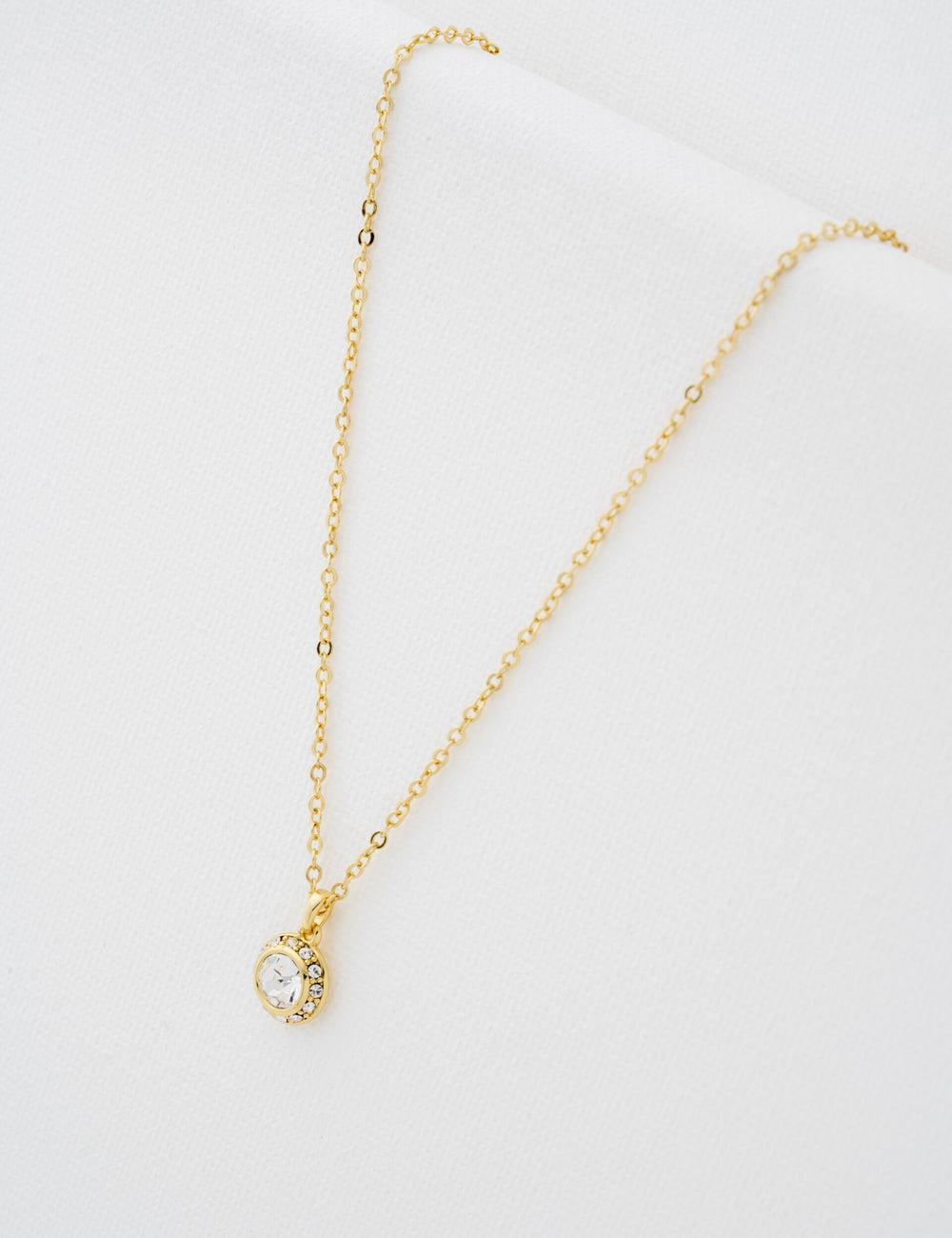 Collares Ted Baker SOLTELL - Solitaire Sparkle Crystal Pendant Mujer Doradas | CIRK-29450