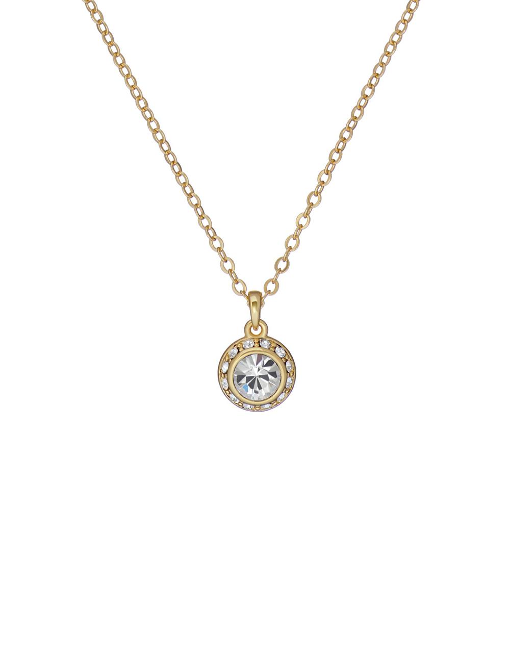 Collares Ted Baker SOLTELL - Solitaire Sparkle Crystal Pendant Mujer Doradas | CIRK-29450