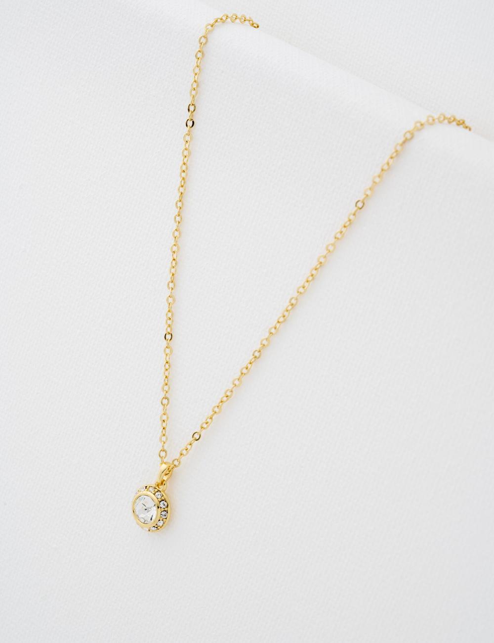 Collares Ted Baker SOLTELL - Solitaire Sparkle Crystal Pendant Mujer Doradas | CIRK-29450