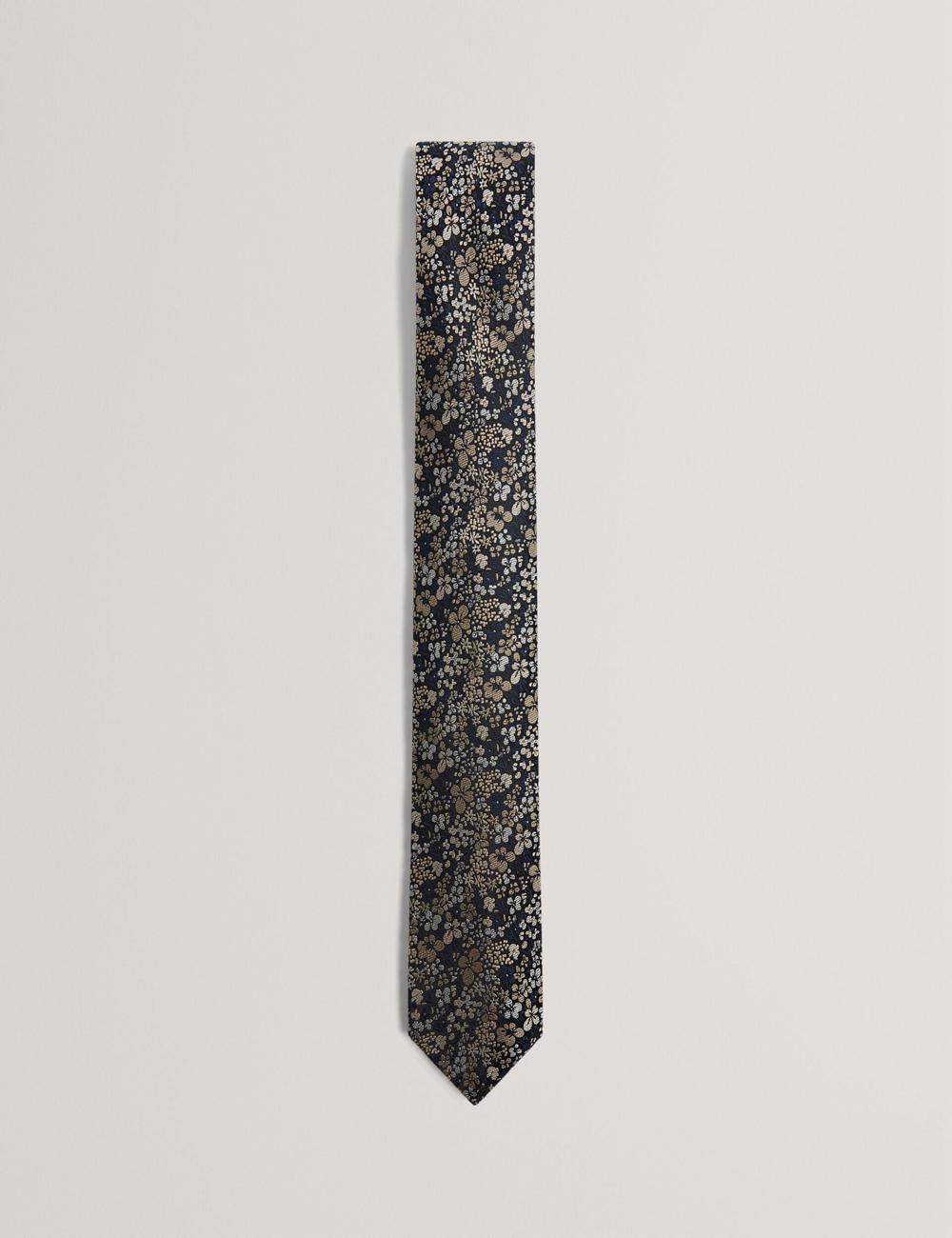 Corbatas Ted Baker PEATYS - Scattered Floral Print Silk Hombre Azul Marino | IQTK-71039