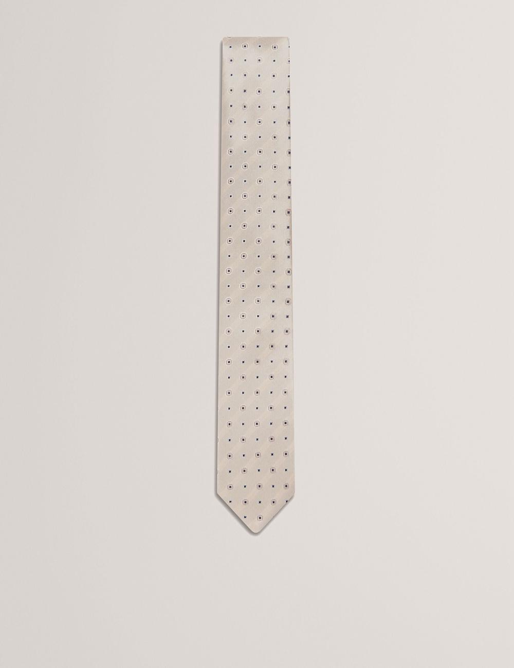 Corbatas Ted Baker STEEPLE - Circle Geometric Print Silk Hombre Stone | OLFD-31840