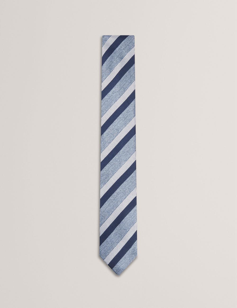 Corbatas Ted Baker WEISMUL - Textured Mixed Stripe Silk Hombre Azul Marino | TEXU-38704