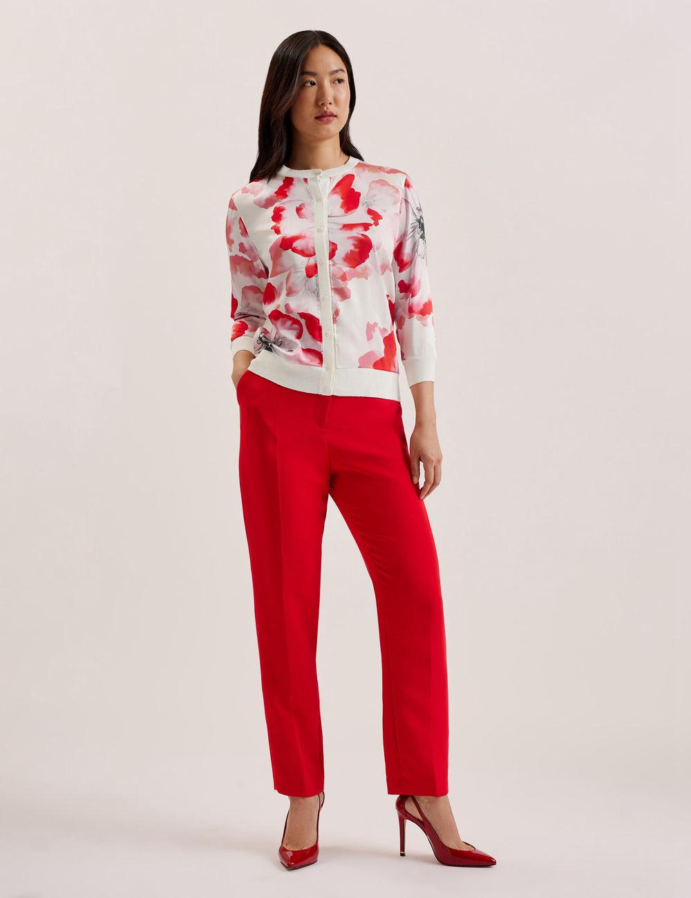 Cárdigan Ted Baker DARCIYY - Printed Front 3/4 Sleeve Mujer Ivory | NPFB-86249