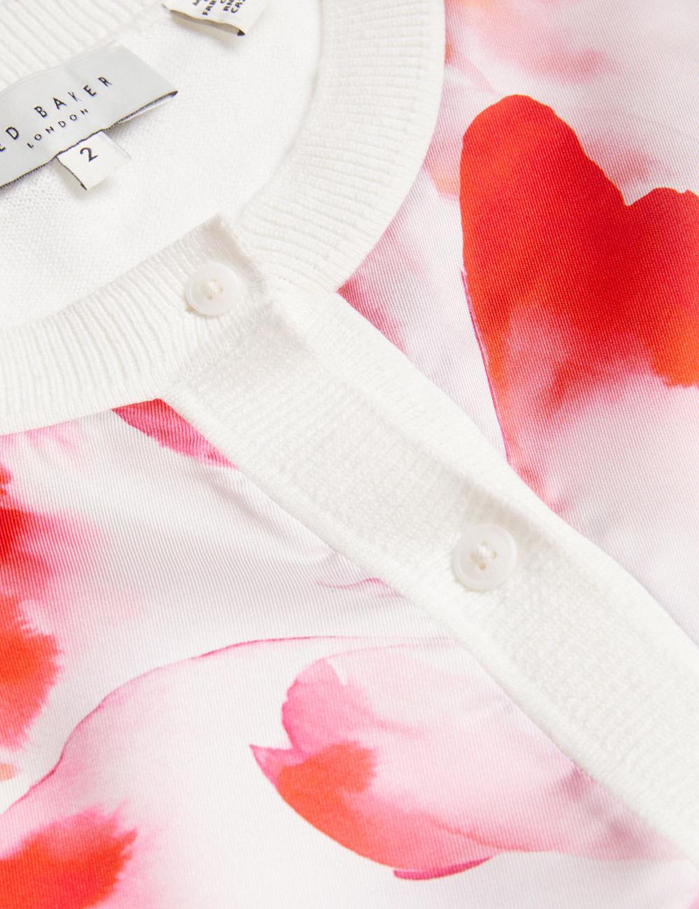 Cárdigan Ted Baker DARCIYY - Printed Front 3/4 Sleeve Mujer Ivory | NPFB-86249