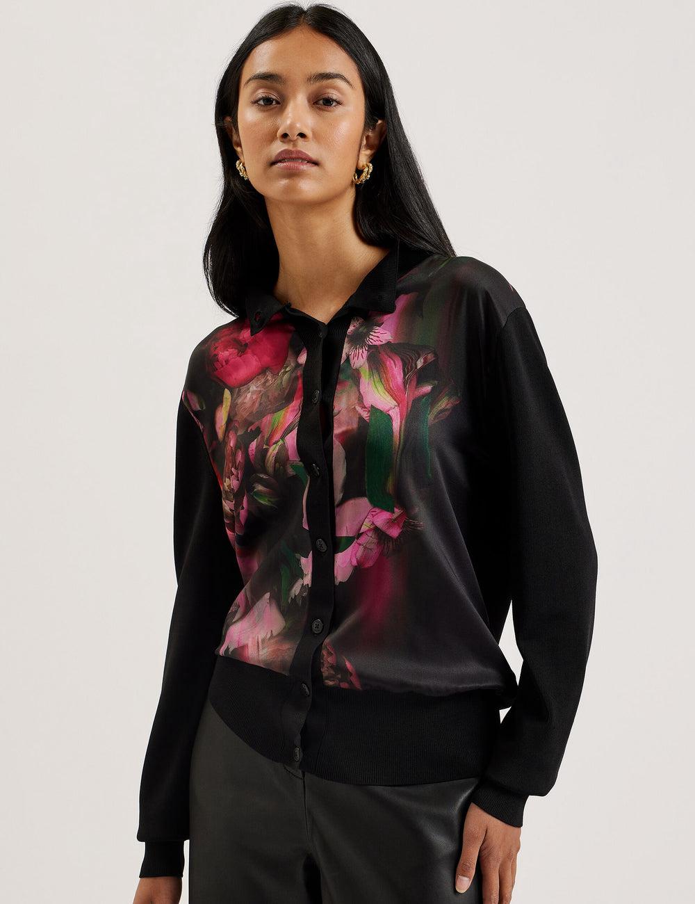 Cárdigan Ted Baker GEMHAA - Printed Panel Long Sleeve Mujer Negras | WIDP-39875